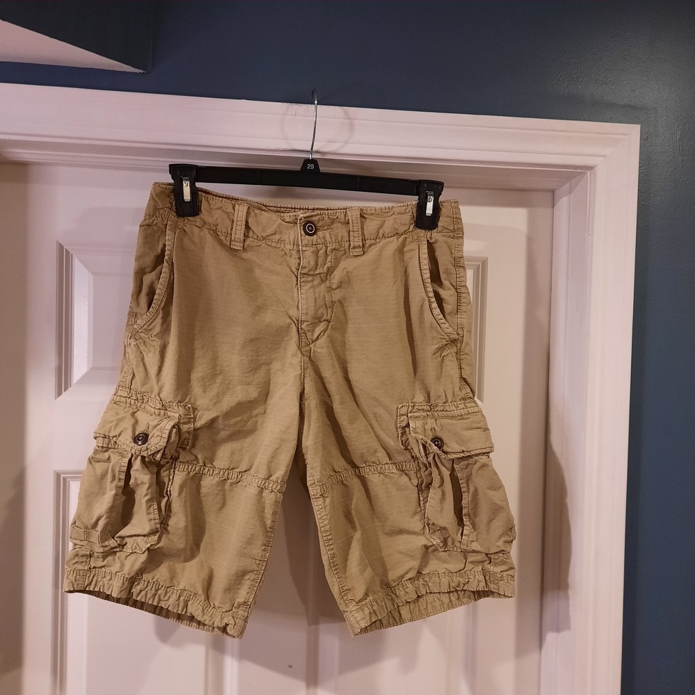 American Eagle Shorts Mens 30 Khaki Cargo Ripstop Vtg Y2K Surf‎ Longboard 11"